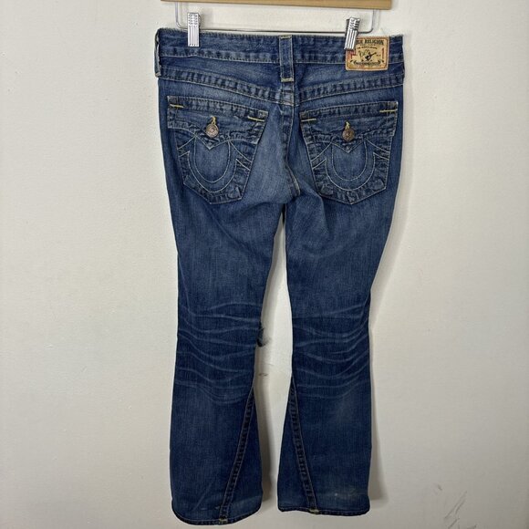 True Religion Joey Dark Hollow First Edition Destroyed Woman 27X32 Bootcut Flare - Picture 3 of 11